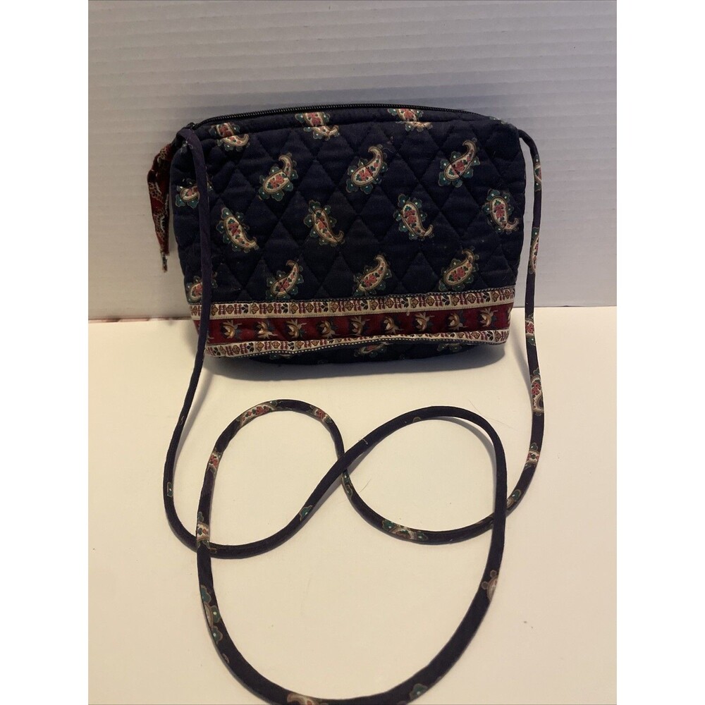 Vera Bradley Elite Crossbody Bag Navy Paisley Zip 👛
